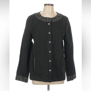 Quacker Factory Black Jacket with Beaded Trim